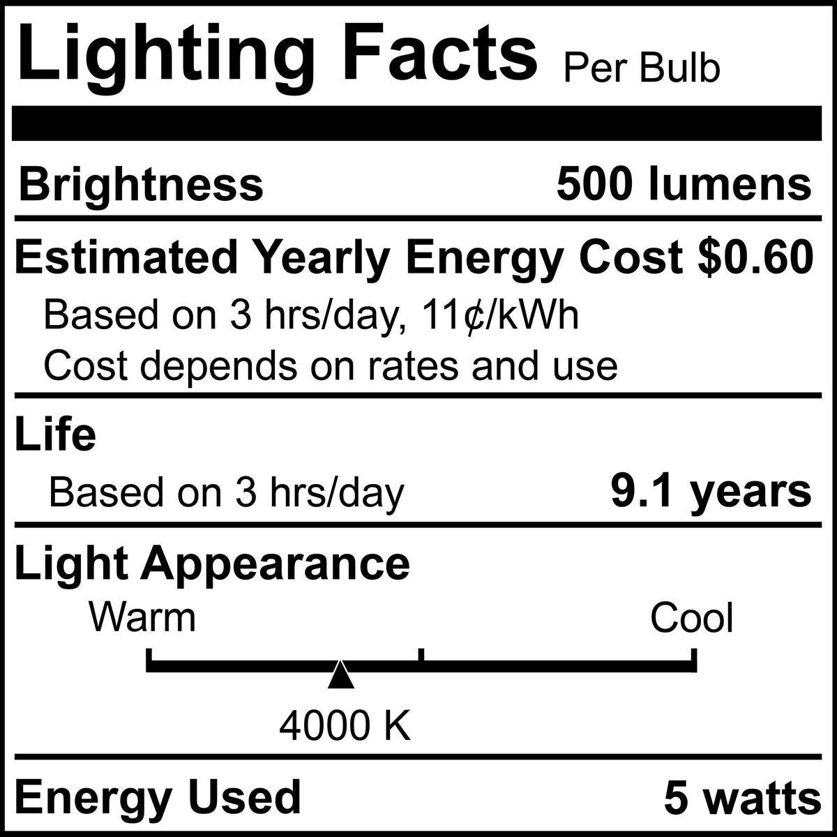 B11 5.1W Dimmable Clear Filament LED Light Bulb with E12 Base, 4000K, 500 Lumens, 4-Pack
