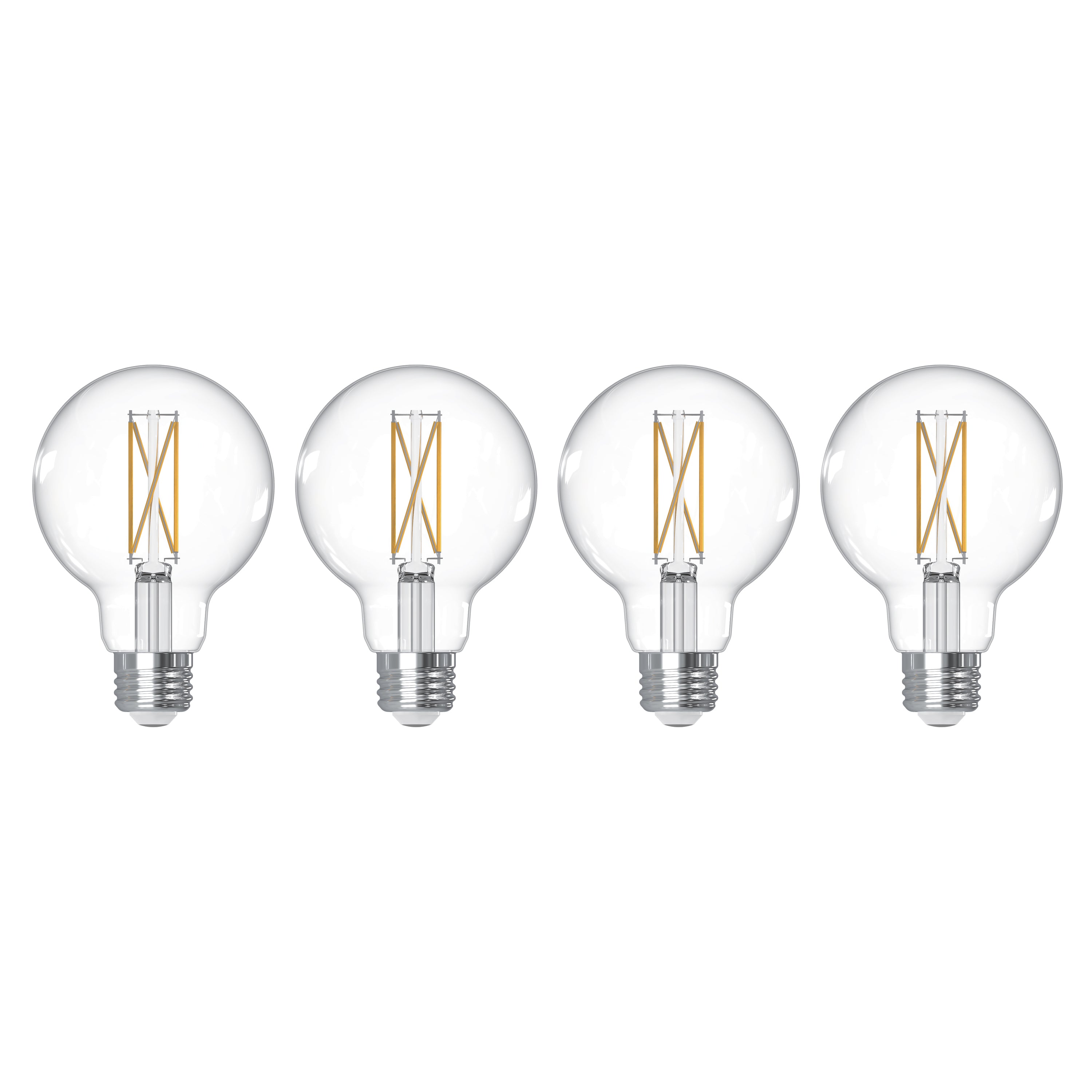 G25 7.6W Dimmable Clear Filament LED Light Bulb with E26 Base, 2700K, 800 Lumens, 4-Pack