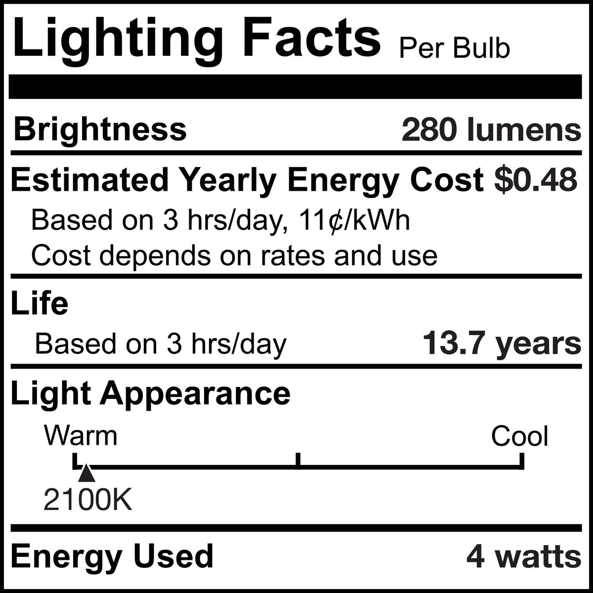 F15 4W Dimmable Amber Filament LED Light Bulb with E26 Base, 2100K, 280 Lumens, 4-Pack