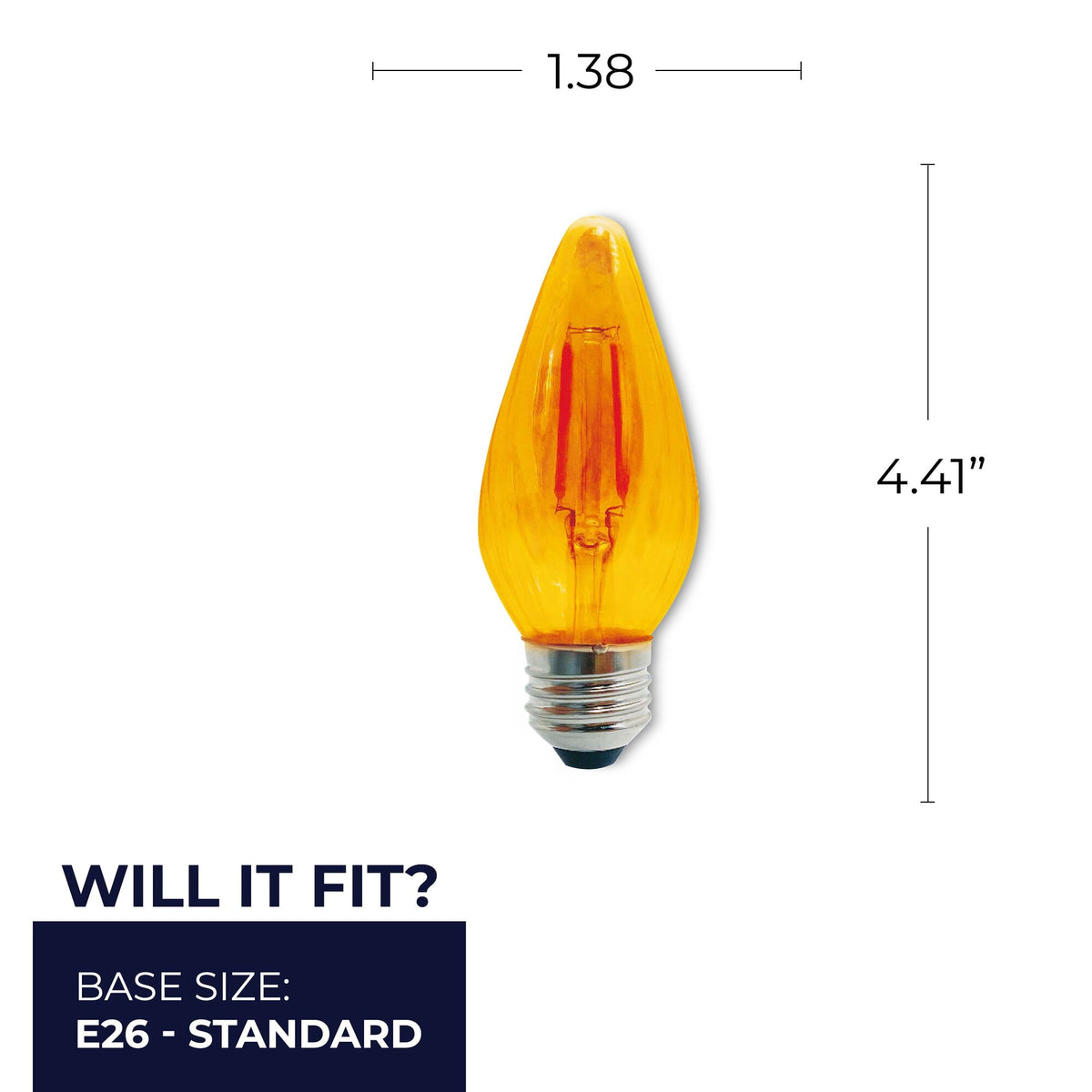 F15 4W Dimmable Amber Filament LED Light Bulb with E26 Base, 2100K, 280 Lumens, 4-Pack