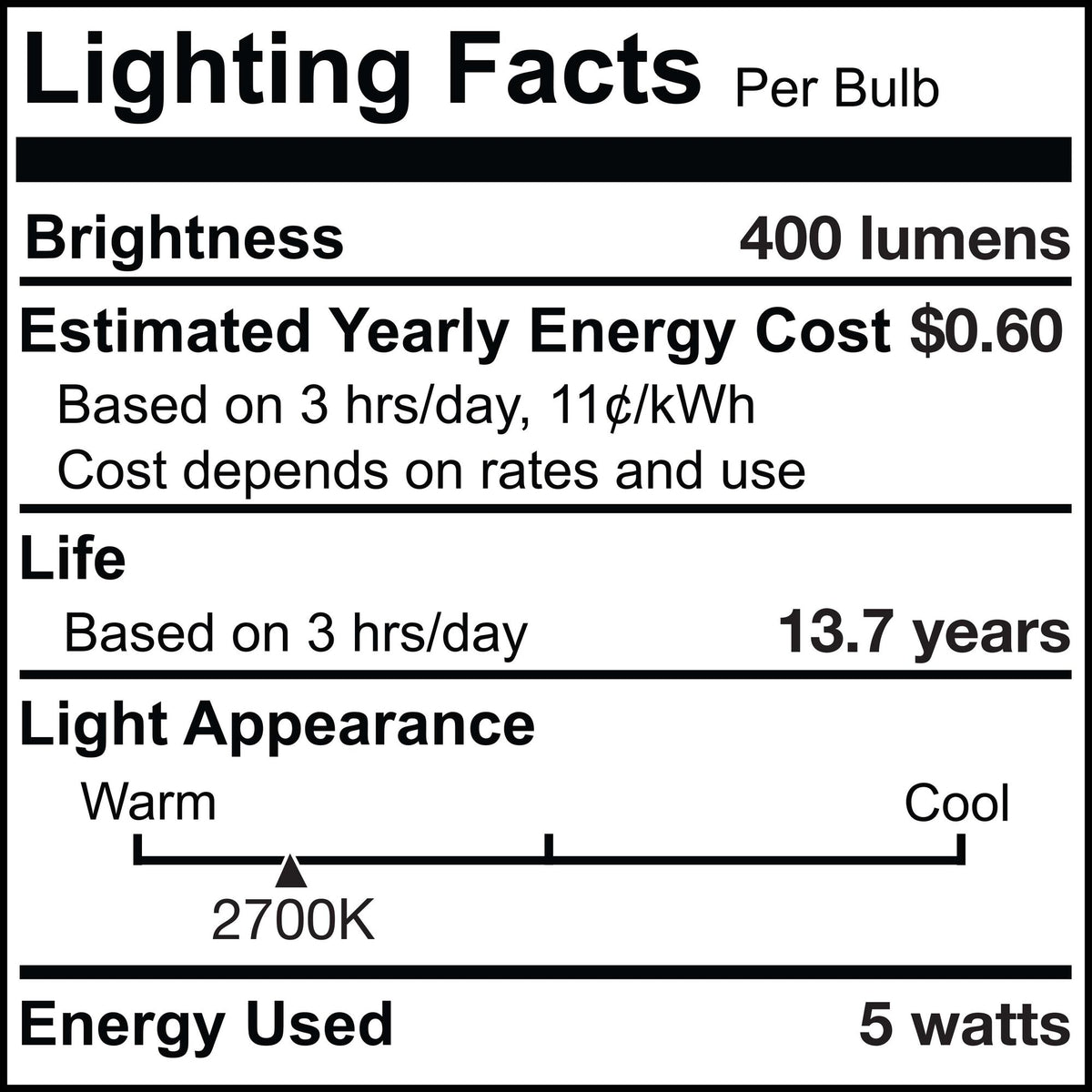 T9L 5W Dimmable Clear Filament LED Light Bulb with E26 Base, 2700K, 400 Lumens, 4-Pack