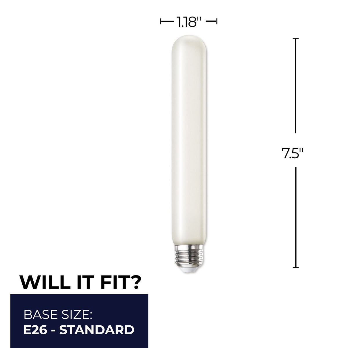 T9 7.5'' 5W Dimmable Frost Filament LED Light Bulb with E26 Base, 3000K, 300 Lumens, 4-Pack