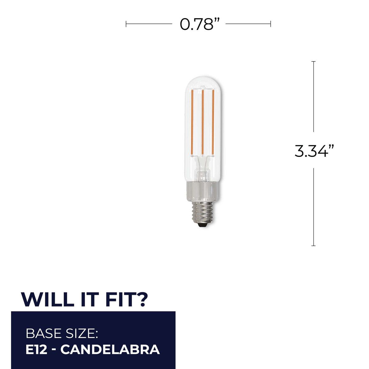 T6 4.5W Dimmable Clear Filament LED Light Bulb with E12 Base, 2700K, 450 Lumens, 4-Pack