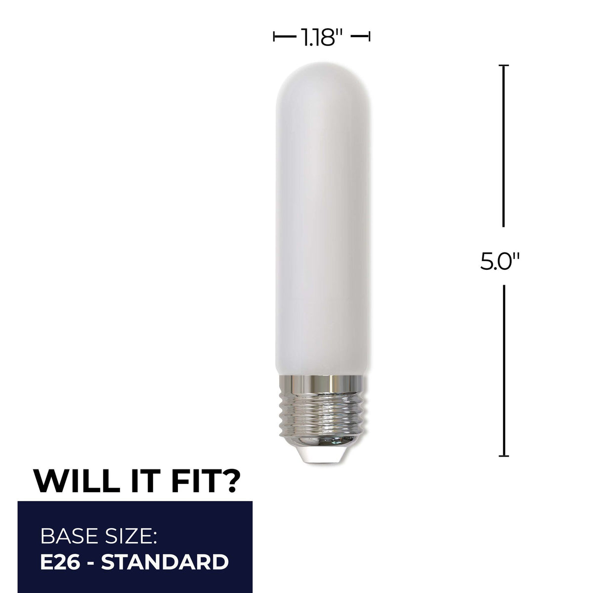 T9 5'' 5W Dimmable Frost Filament LED Light Bulb with E26 Base, 3000K, 450 Lumens, 4-Pack