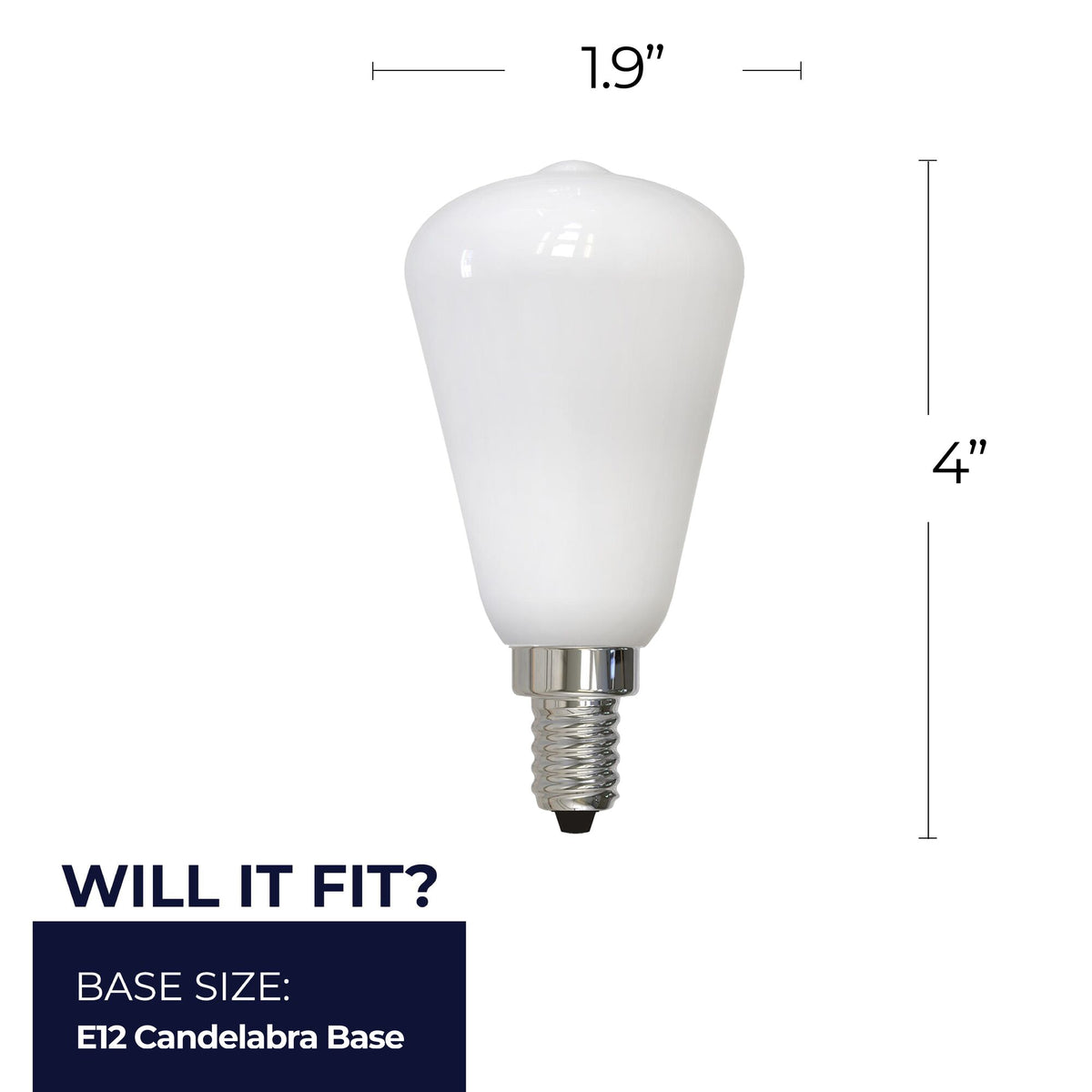 ST15 4W Dimmable Milky Filament LED Light Bulb with E12 Base, 2700K, 400 Lumens, 4-Pack