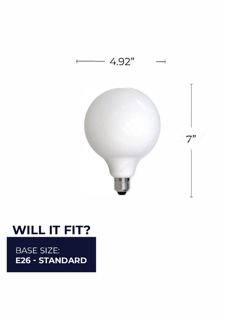G40 8.5W Dimmable Milky Filament LED Light Bulb with E26 Base, 2700K, 800 Lumens, 4-Pack