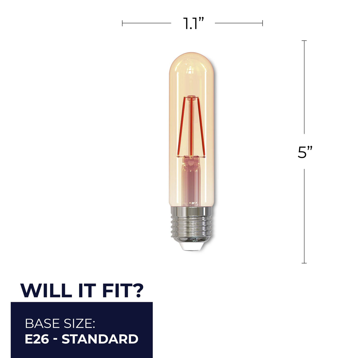 T9 3W Dimmable Antique Filament LED Light Bulb with E26 Base, 2100K, 200 Lumens, 2-Pack