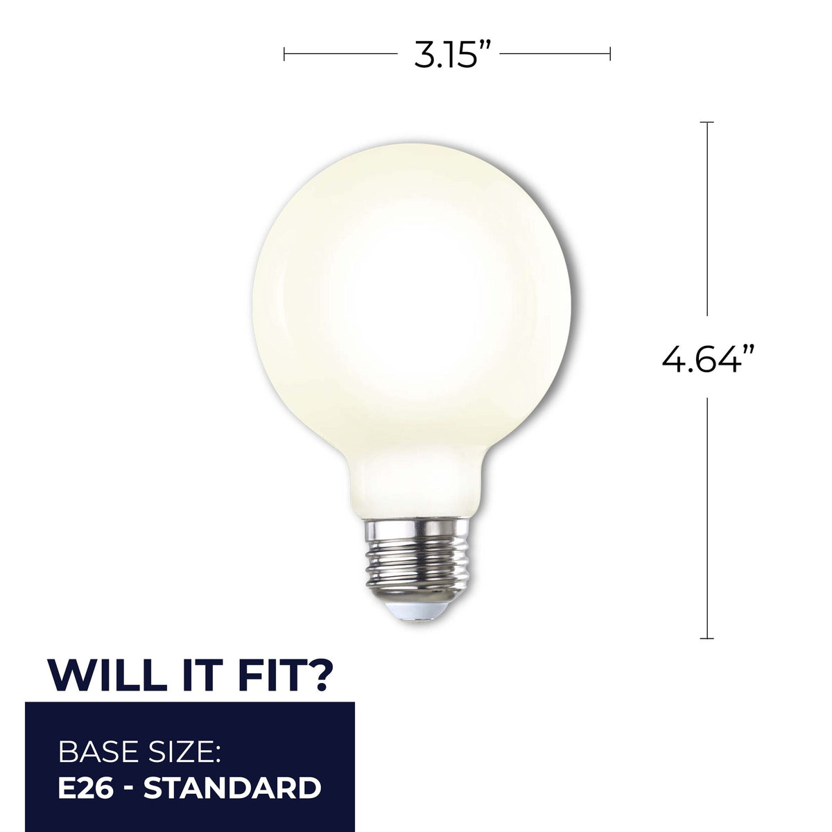G25 8.5W Dimmable Milky Filament LED Light Bulb with E26 Base, 2700K, 800 Lumens, 2-Pack