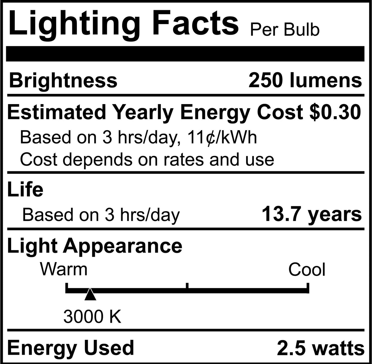 T6 2.5W Dimmable Clear Filament LED Light Bulb with E12 Base, 3000K, 250 Lumens, 3-Pack