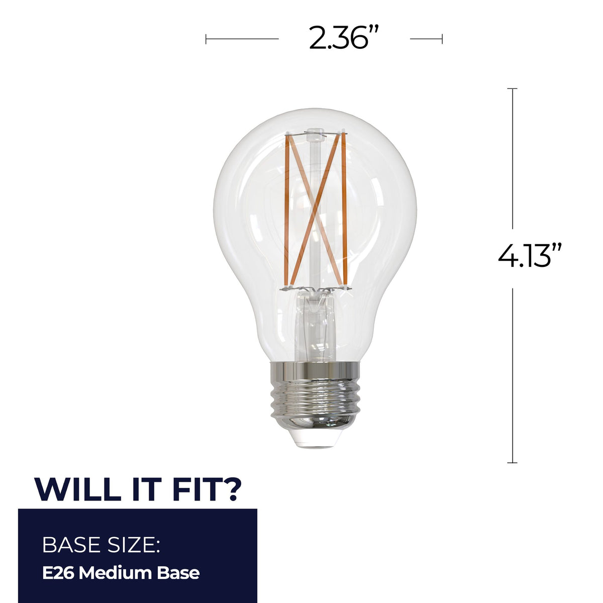 A19 14W Dimmable Clear Filament LED Light Bulb with E26 Base, 5000K, 1500 Lumens, 4-Pack