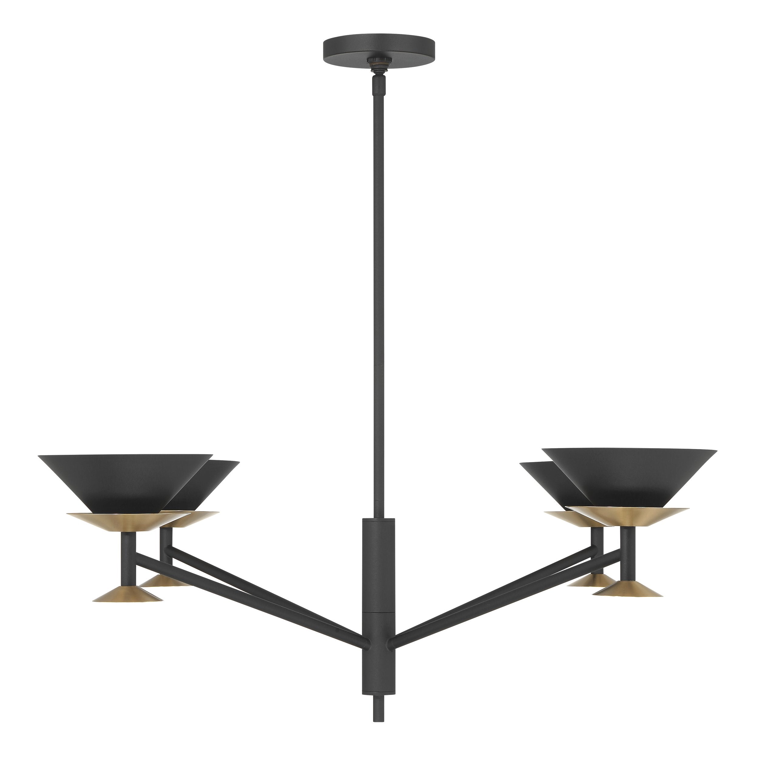 Tremolo 36-inch 4-light Textured Black and Champagne Gold Chandelier