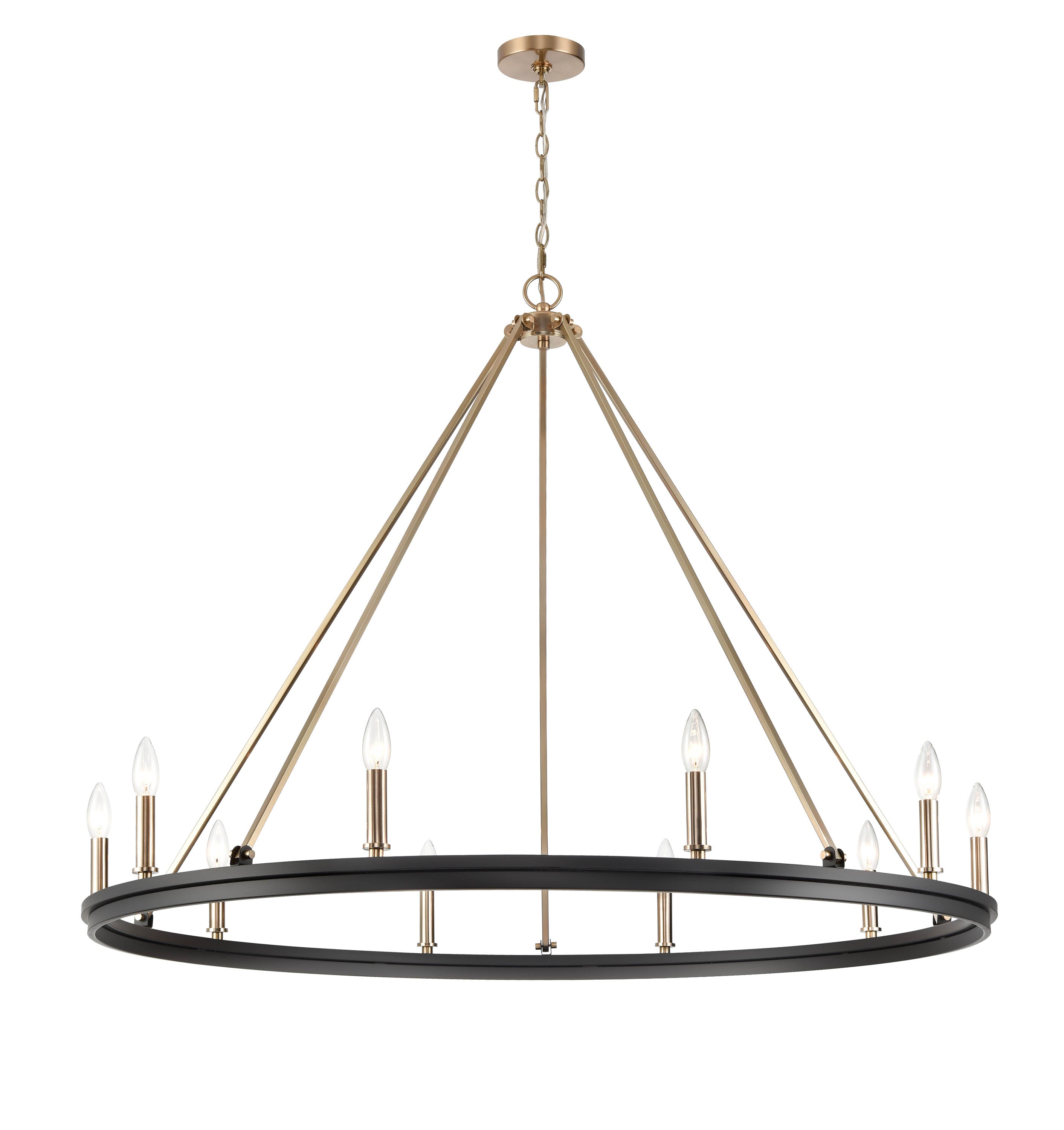 32'' Carruth Matte Black/Modern Gold 10 Light Chandelier
