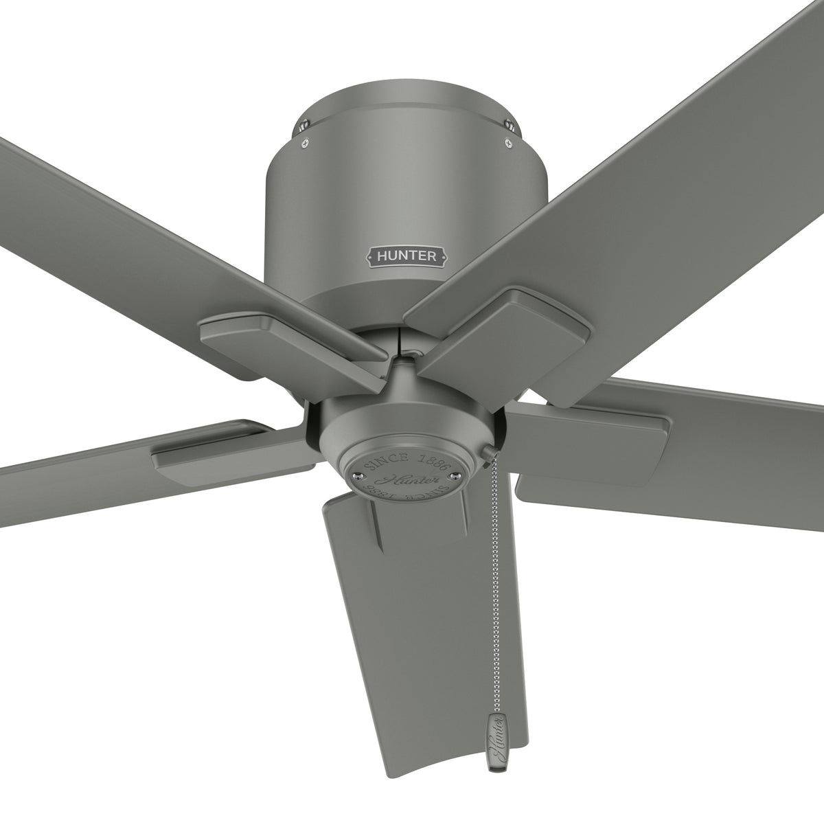 44 inch Terrace Cove Matte Silver Low Profile Damp Rated Ceiling Fan and Pull Chain