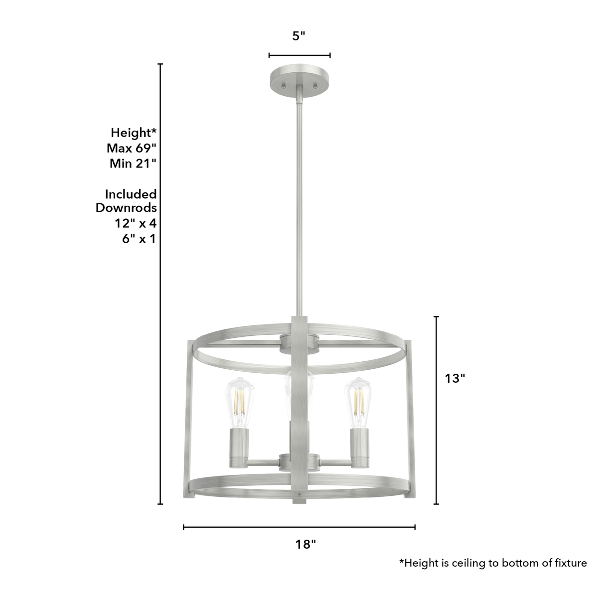 Astwood 18-inch 4-light Brushed Nickel Drum Chandelier