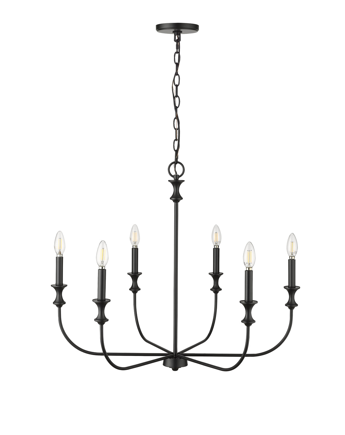 25'' Savanne Matte Black 6 Light Chandelier