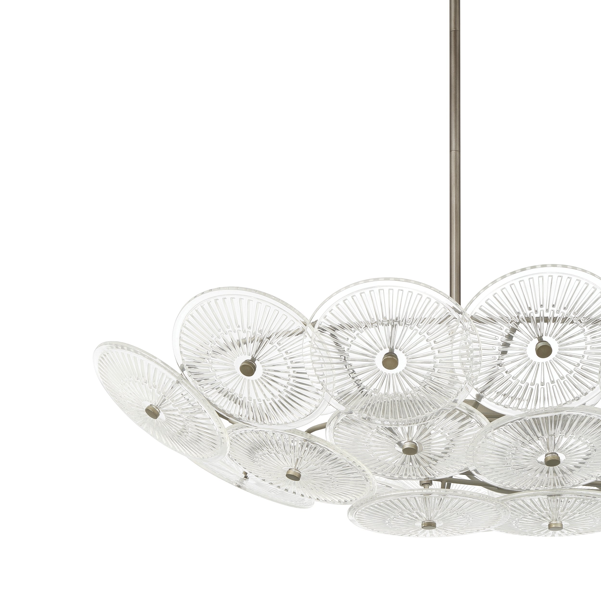 Avril 42-inch 8-light Forged Bronze Chandelier with Clear Starburst Glass Shade