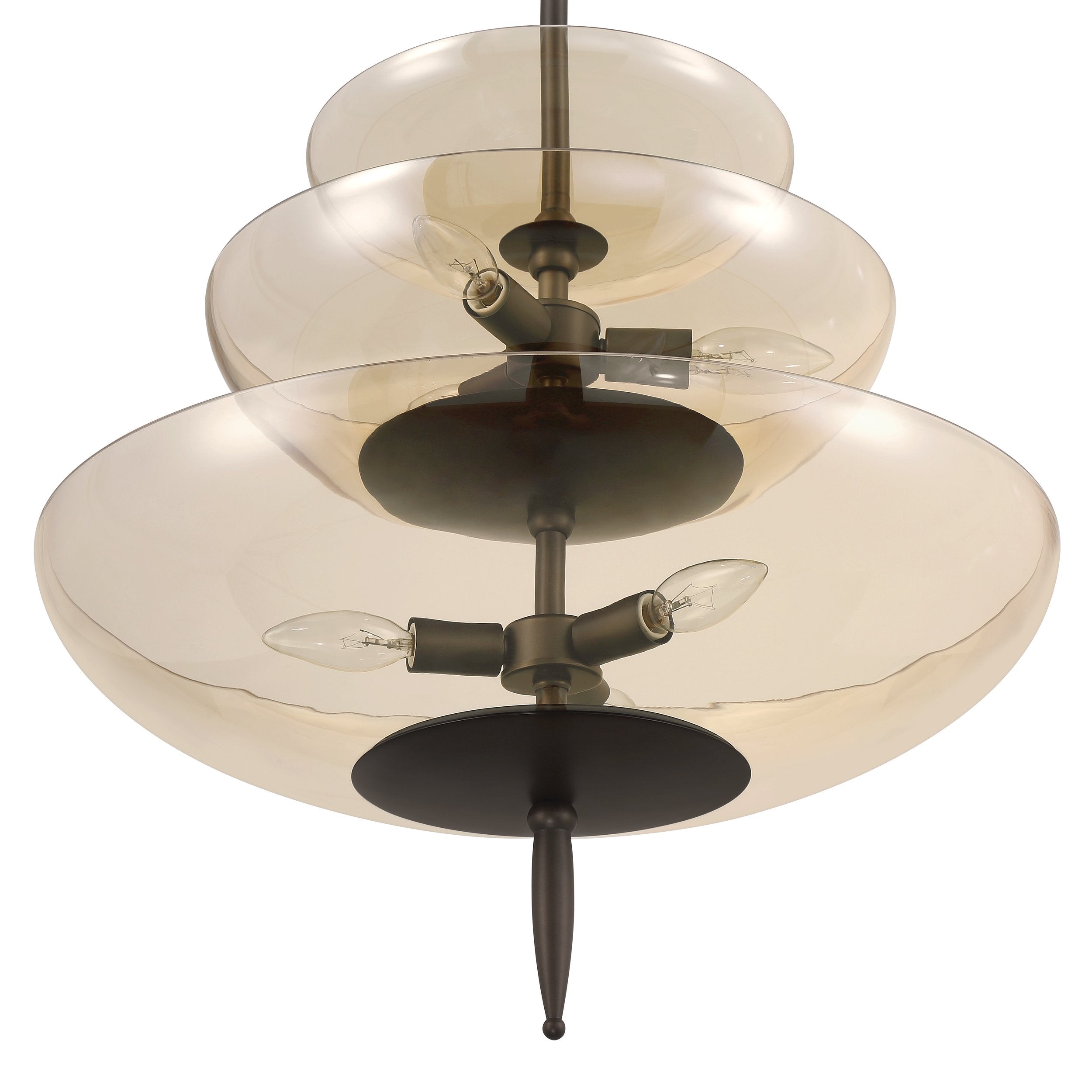 Fiorello 21-inch 6-light Forged Bronze Pendant Light with Smoked Amber Glass Shades