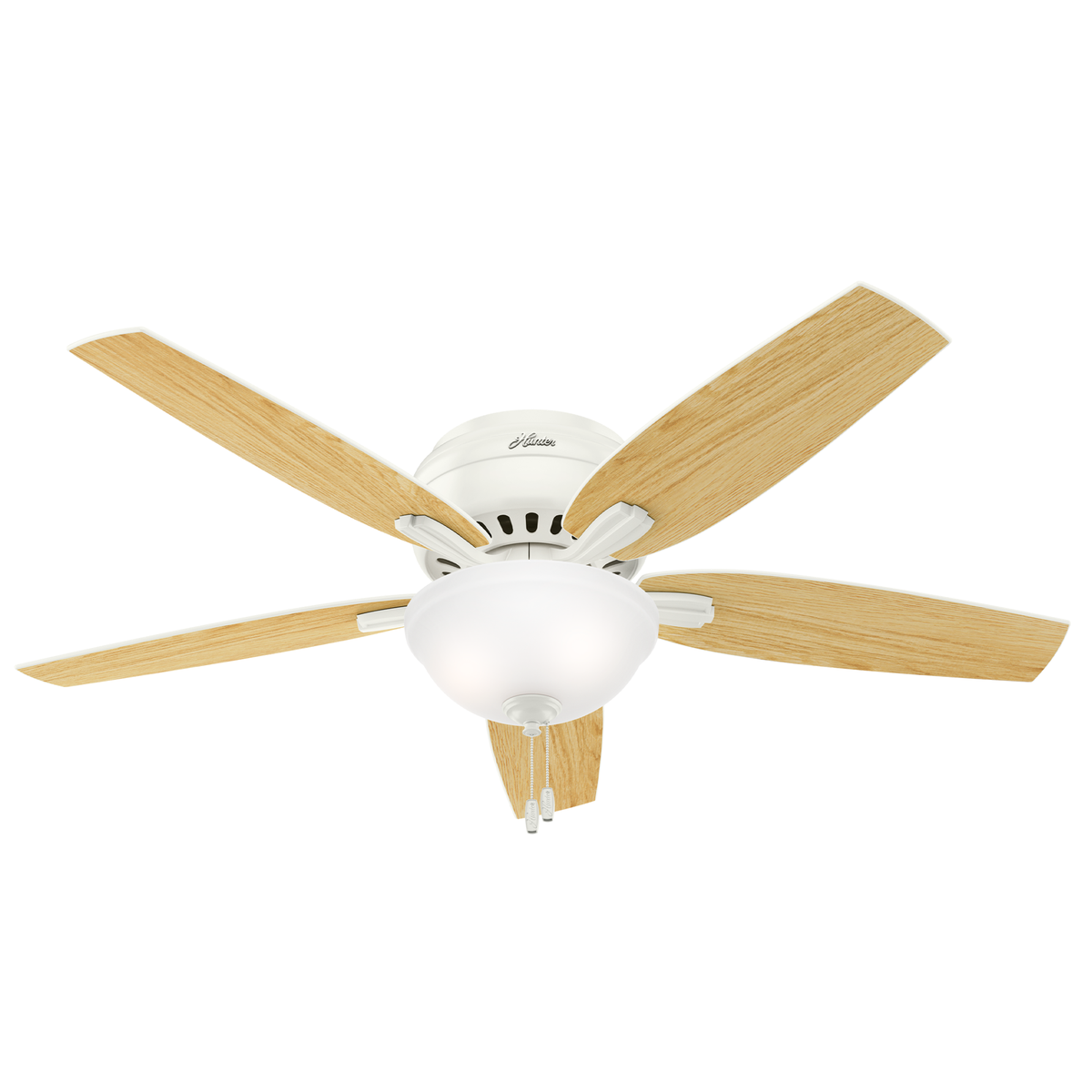 52 inch Newsome Fresh White Low Profile Ceiling Fan with LED Light Kit and Pull Chain