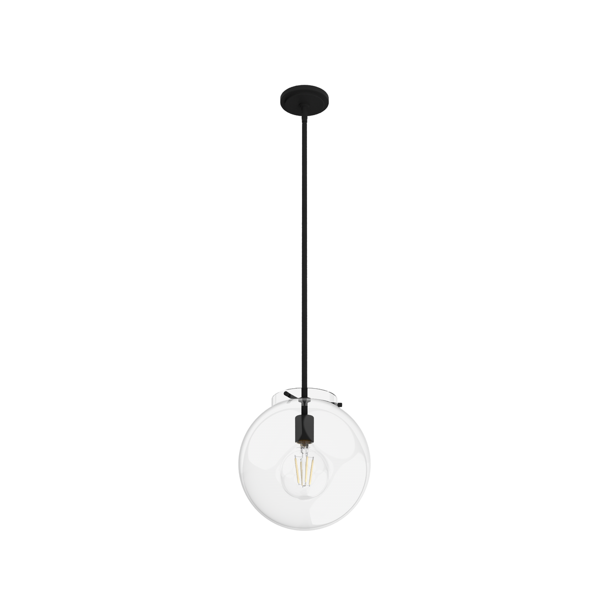 Sacha 12-inch 1-light Natural Black Iron Globe Pendant with Clear Glass