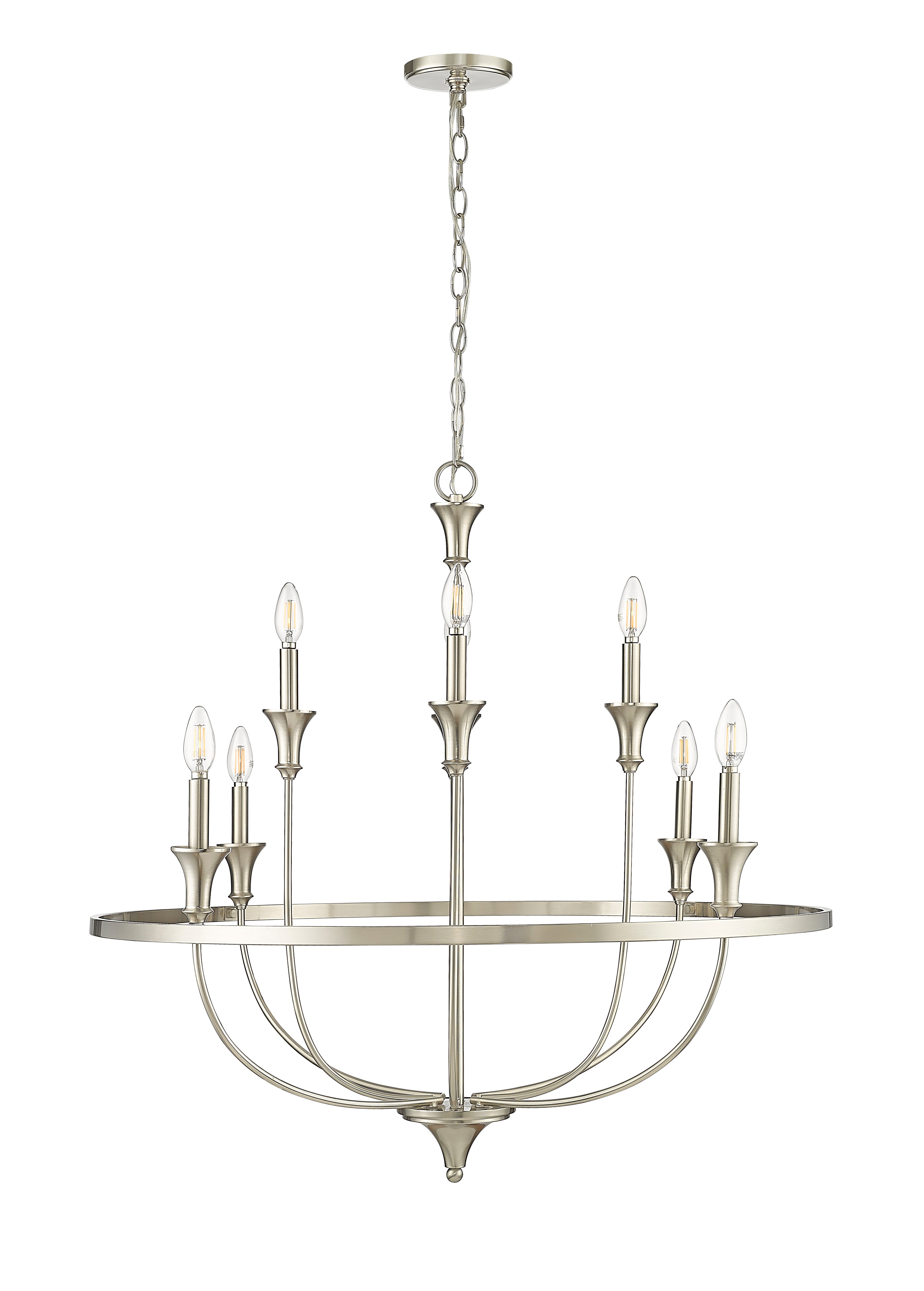 34'' Emery Brushed Nickel 8 Light Chandelier