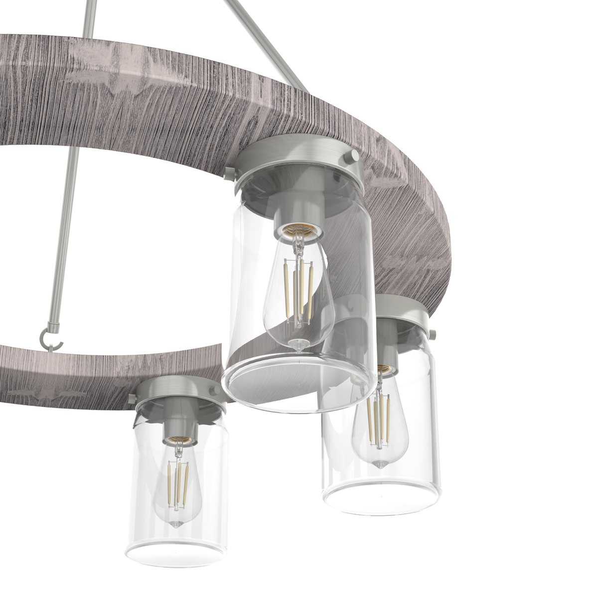 Devon Park 26.5-inch 6-light Brushed Nickel and Grey Wood Chandelier with Clear Glass