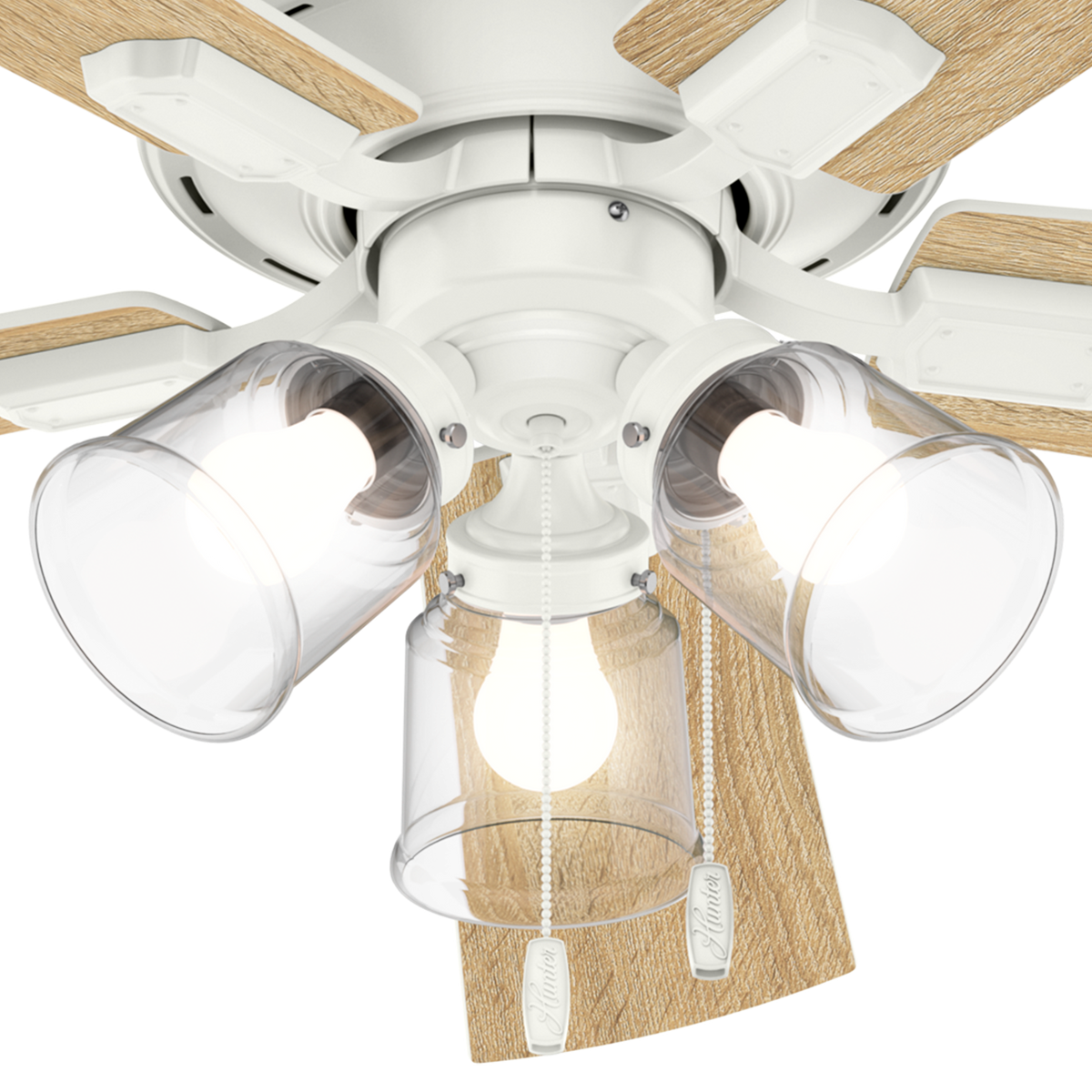 52 inch Crestfield Fresh White Low Profile Ceiling Fan with LED Light Kit and Pull Chain