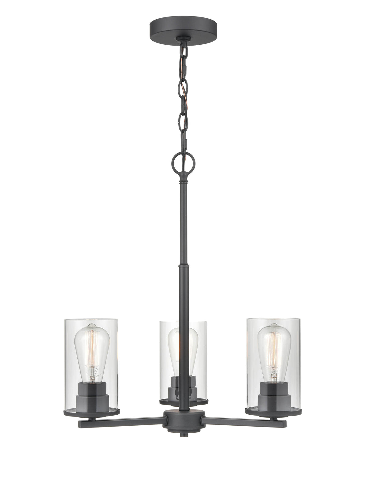 19-inch Verlana Matte Black 3-Light Clear Glass Chandelier