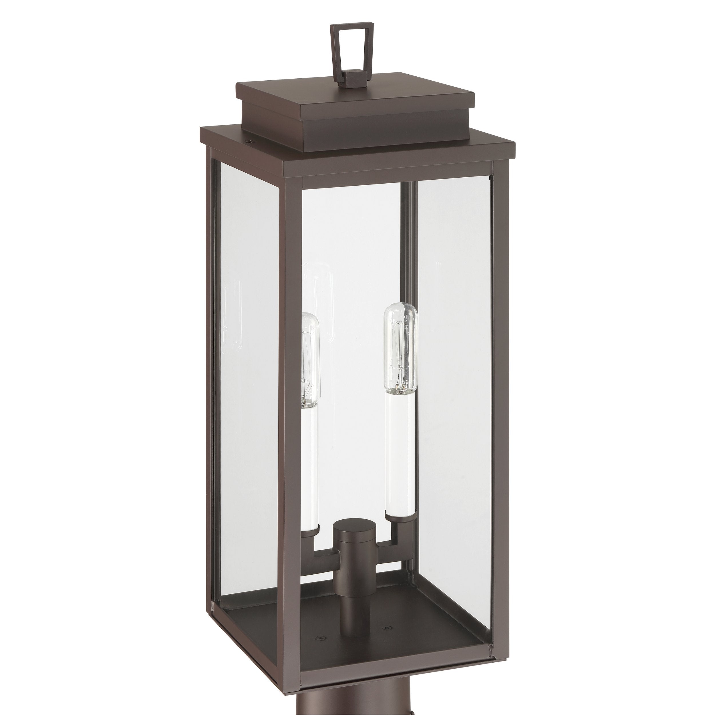 Hillside 20-inch 2-light Dark Bronze Exterior Post Light with Clear Glass