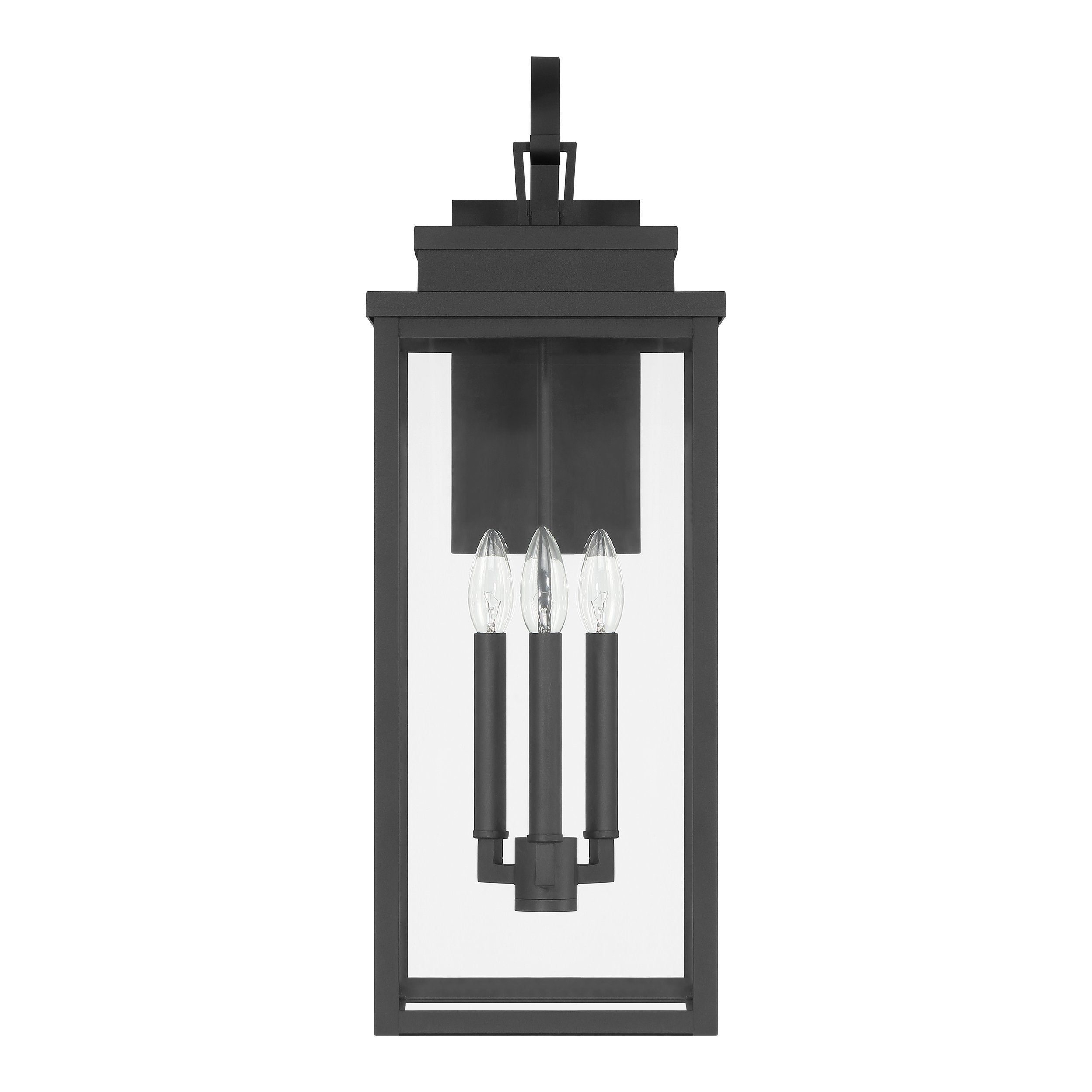 Hillside 25-inch 3-light Textured Black Exterior Wall Sconce with Clear Glass