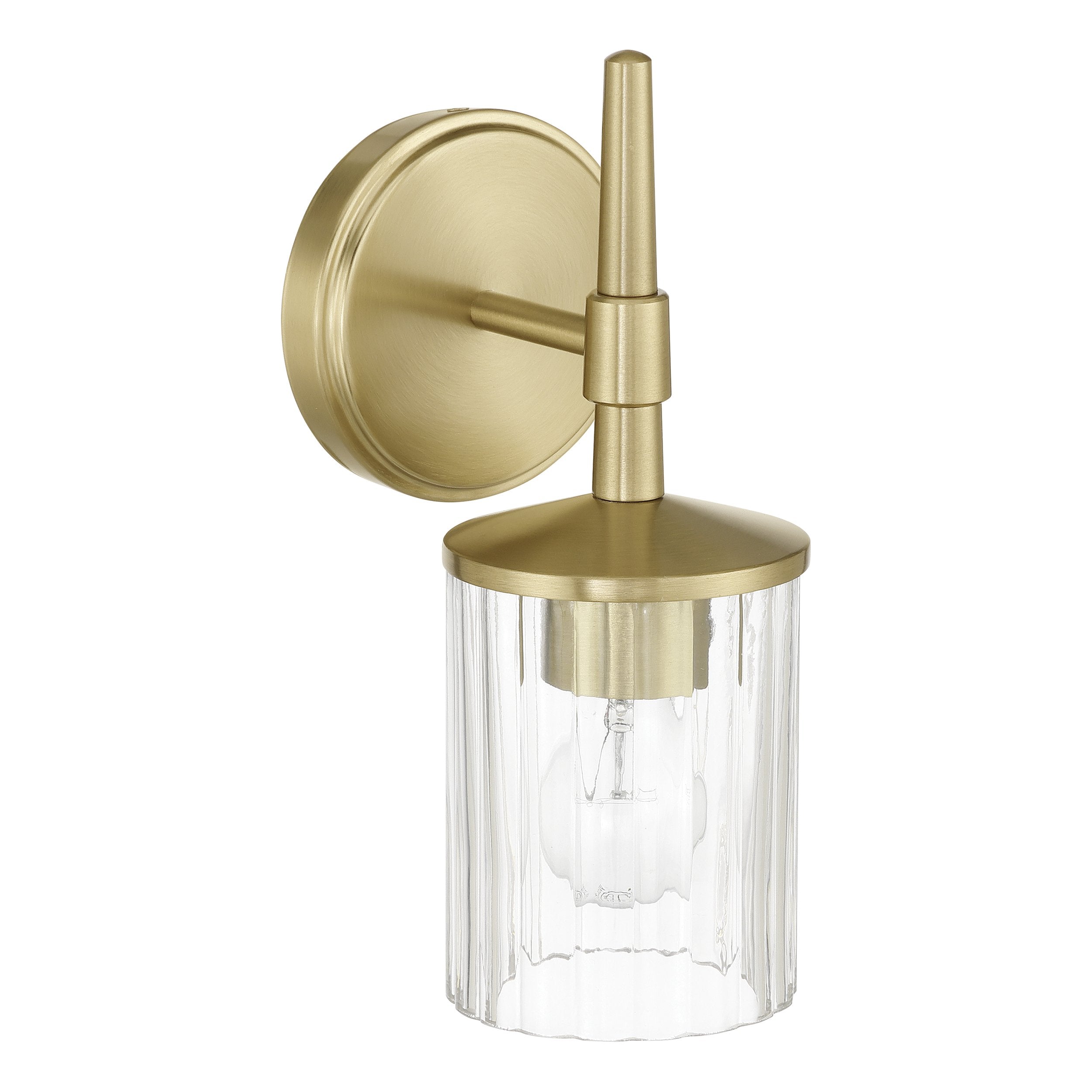 Andrea 5-inch 1-light Champagne Gold Vanity Light with Clear Ribbed Glass Shade