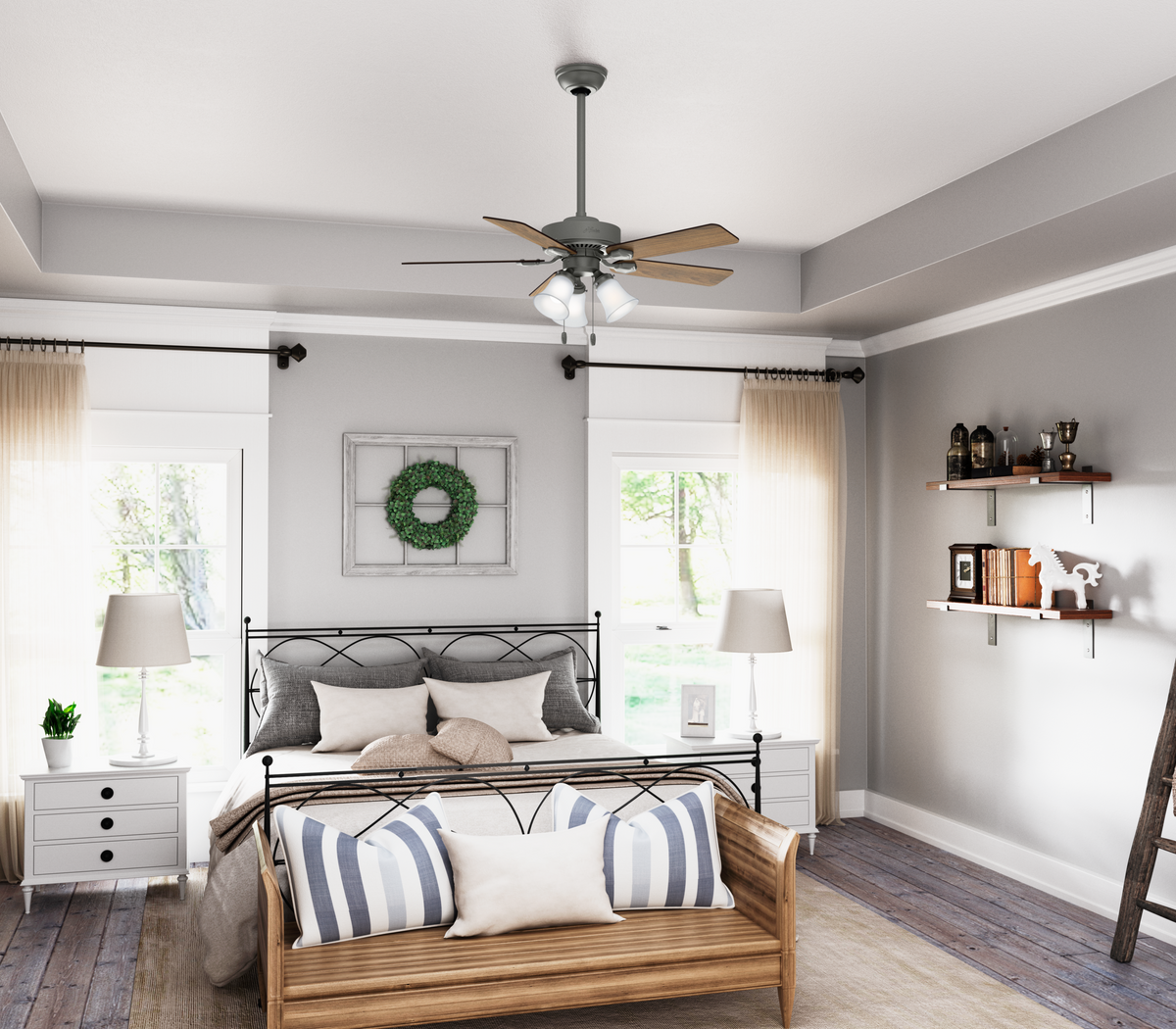 44 inch Swanson Matte Silver Ceiling Fan with LED Light Kit