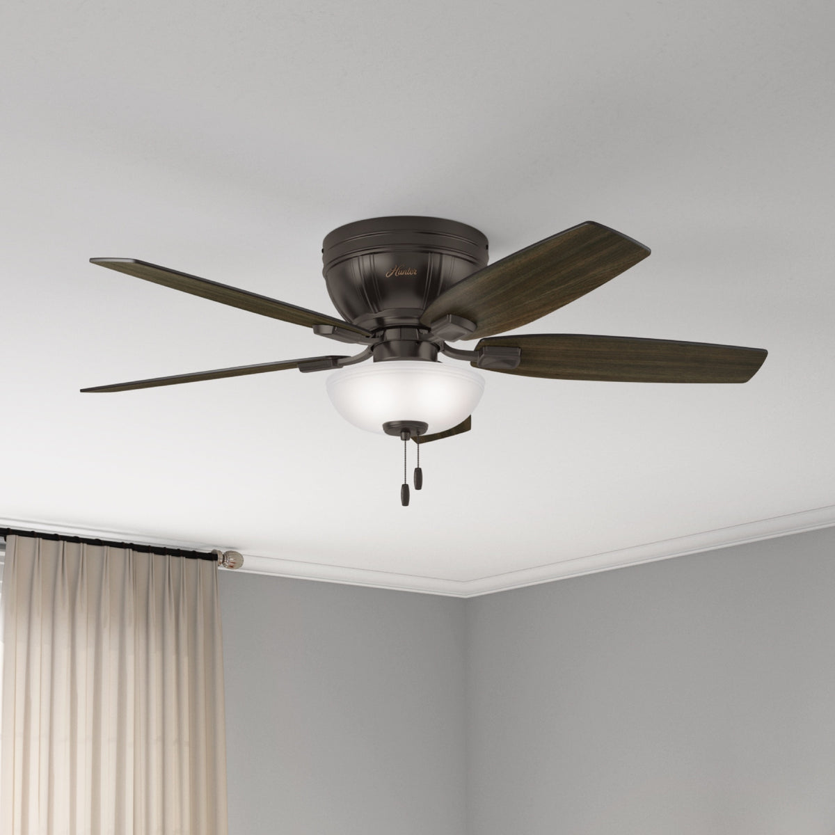 52 inch Kenbridge Noble Bronze Low Profile Ceiling Fan with LED Light Kit and Pull Chain