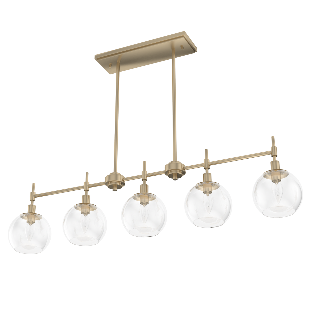 Xidane 42.25-inch 5-light Alturas Gold Linear Chandelier with Clear Glass