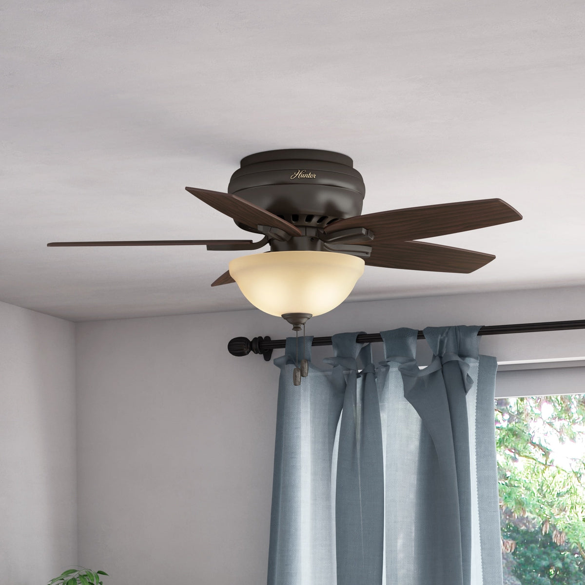 42 inch Newsome Premier Bronze Low Profile Ceiling Fan with LED Light Kit and Pull Chain