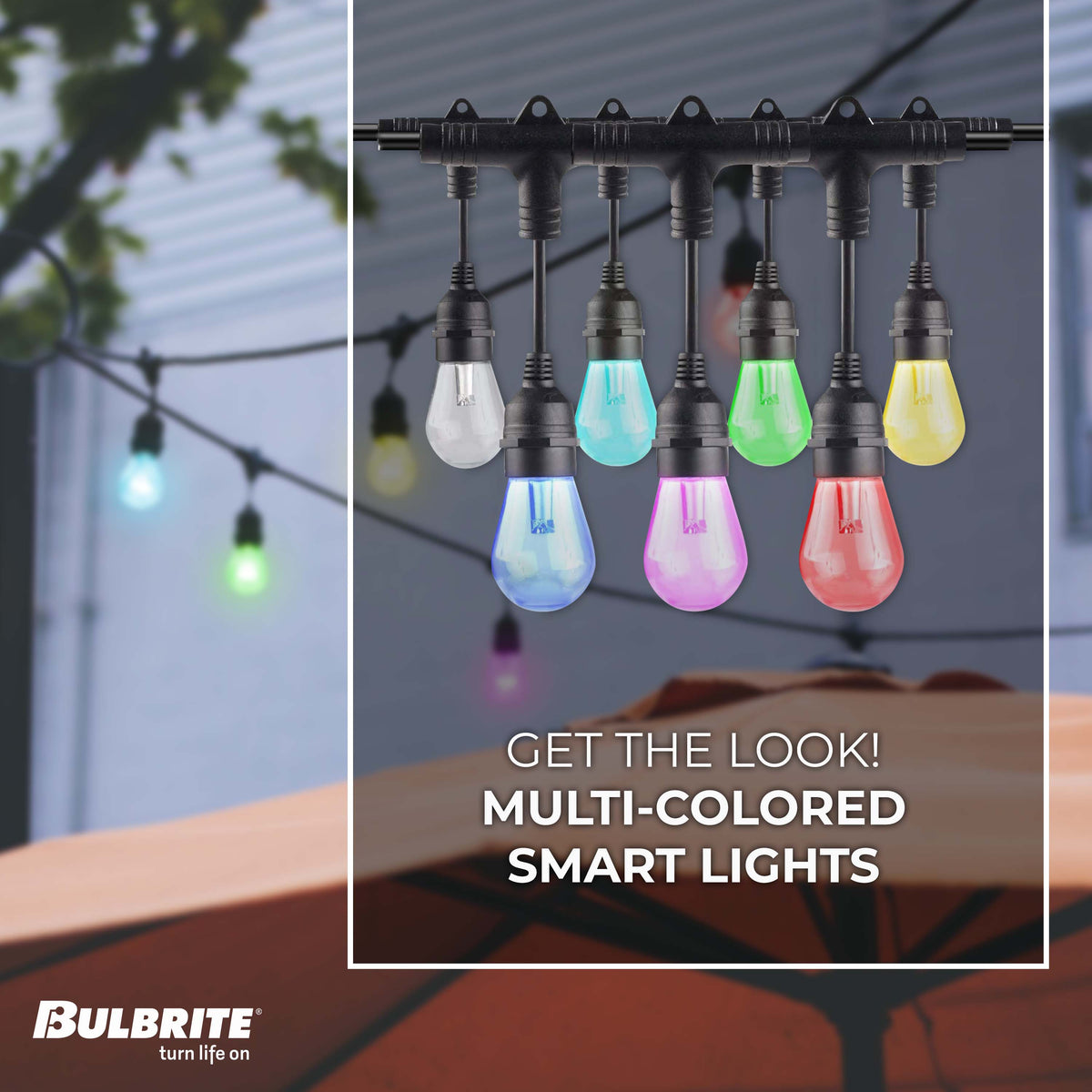 36-foot Black S14 Smart RGB Color-Changing LED String Light Kit with 18 Bulbs, 2-Pack
