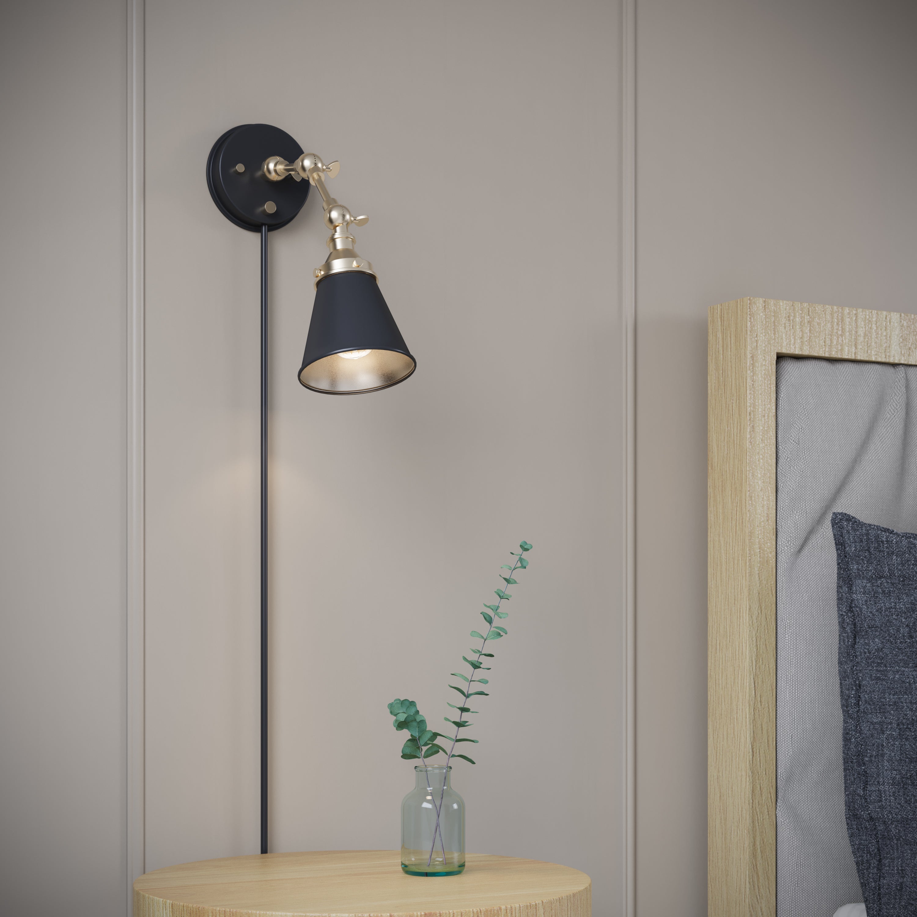 5'' Edith Matte Black/Vintage Brass 1 Light Swing Arm Sconce