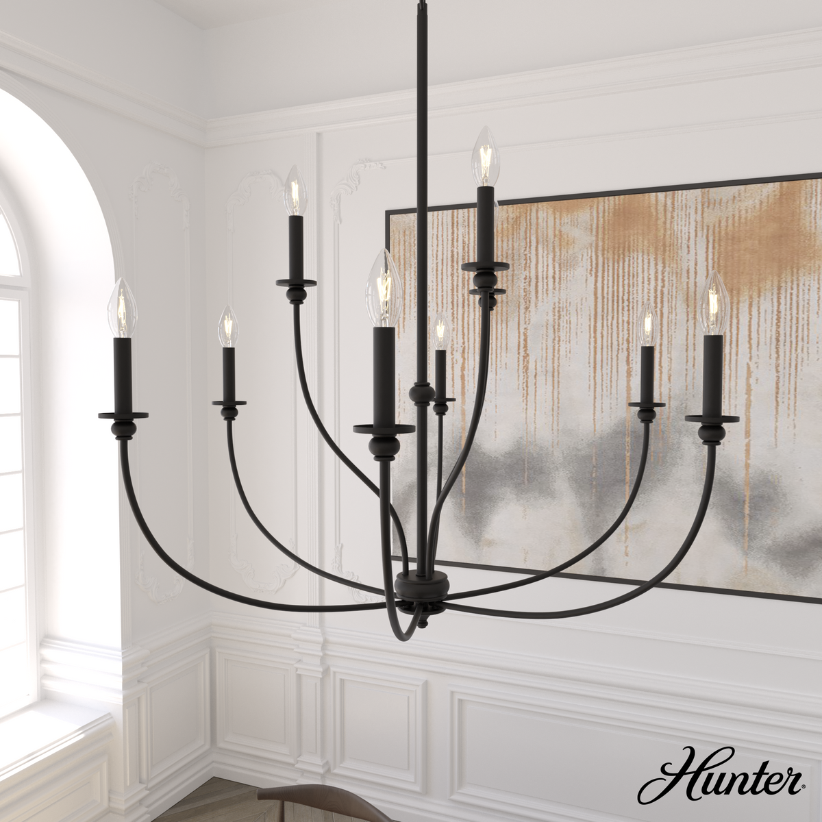 Hepburn 30-inch 4-light Modern Brass Chandelier with Cased White Glass