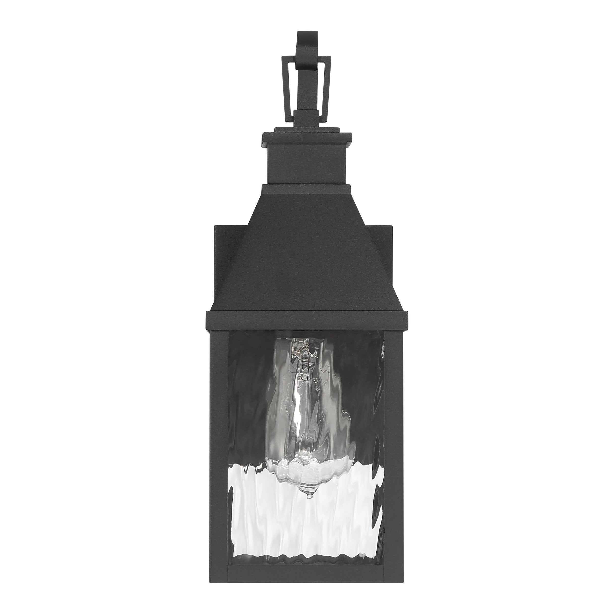 Glencrest 14-inch 1-light Textured Black Exterior Wall Sconce with Clear Water Glass