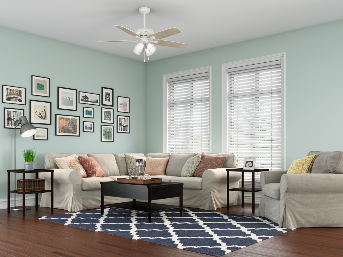 52 inch Amberlin Fresh White Ceiling Fan with LED Light Kit and Pull Chain