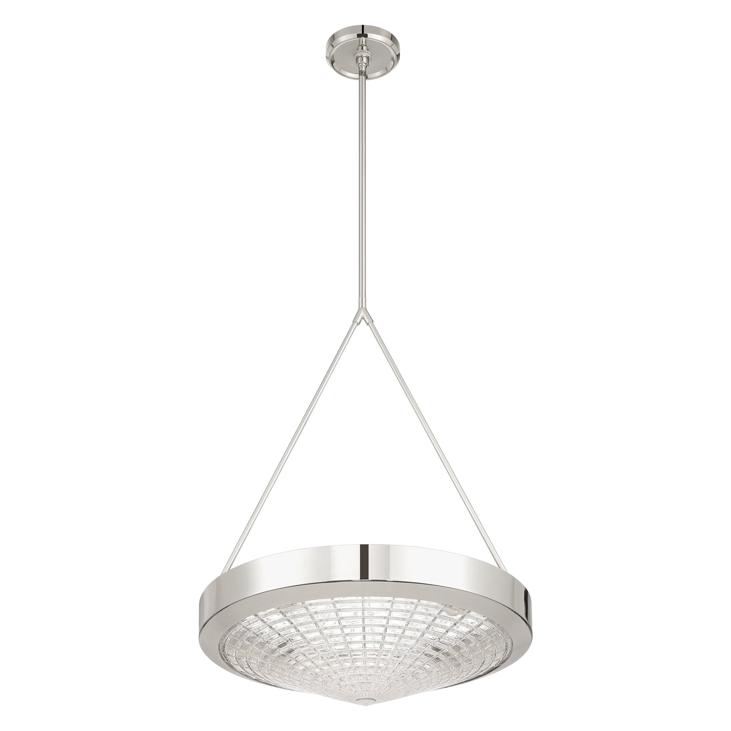 Agate 20-inch 4-light Polished Nickel Pendant Light with Clear Holophane Glass Shade
