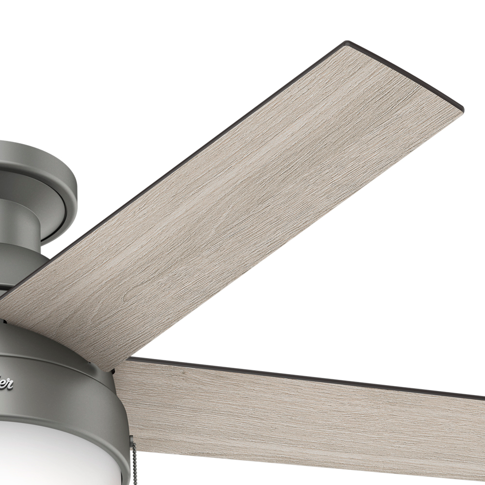 46 inch Anslee Matte Silver Low Profile Ceiling Fan with LED Light Kit and Pull Chain