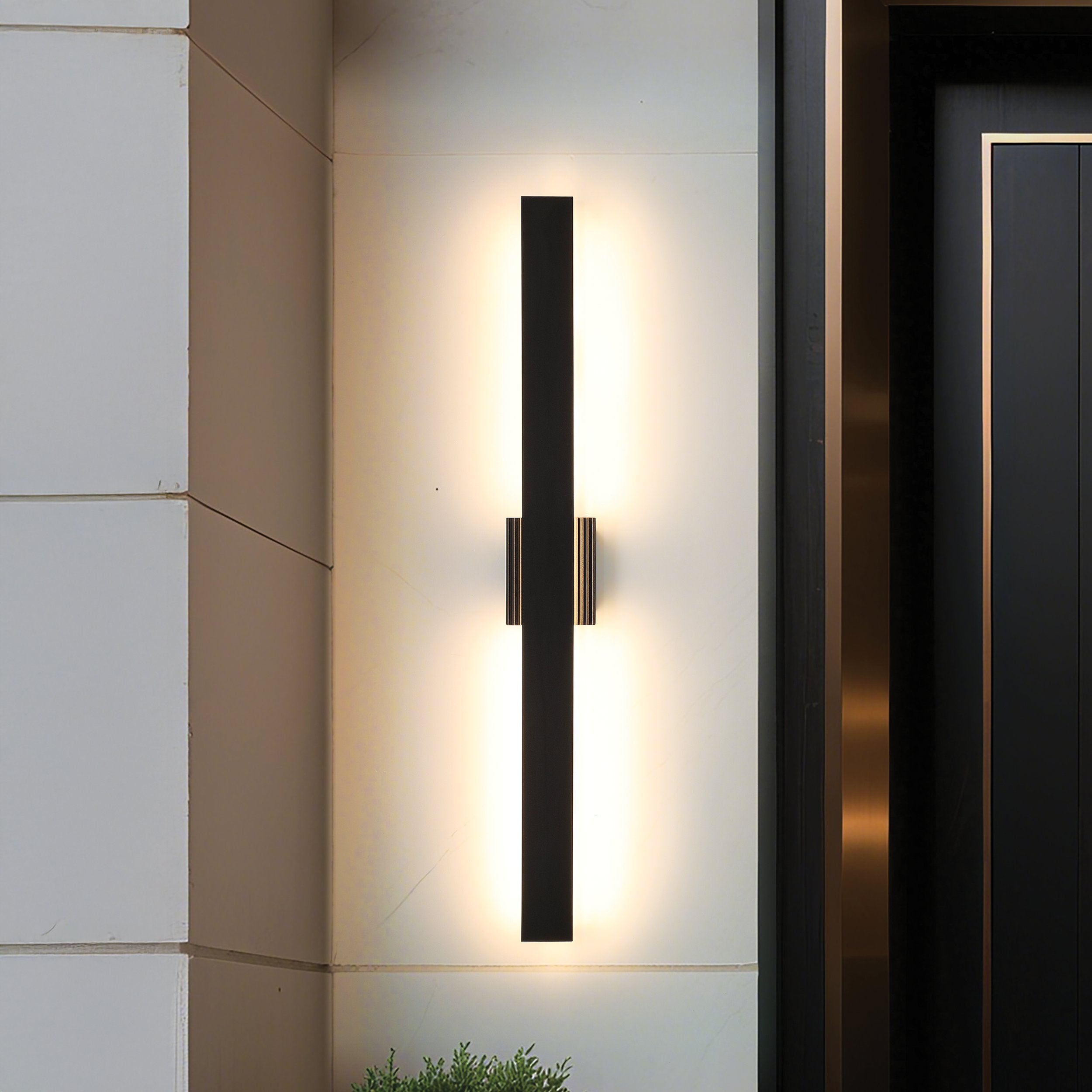 Jacks 48-inch Textured Black 5CCT LED Exterior Wall Sconce
