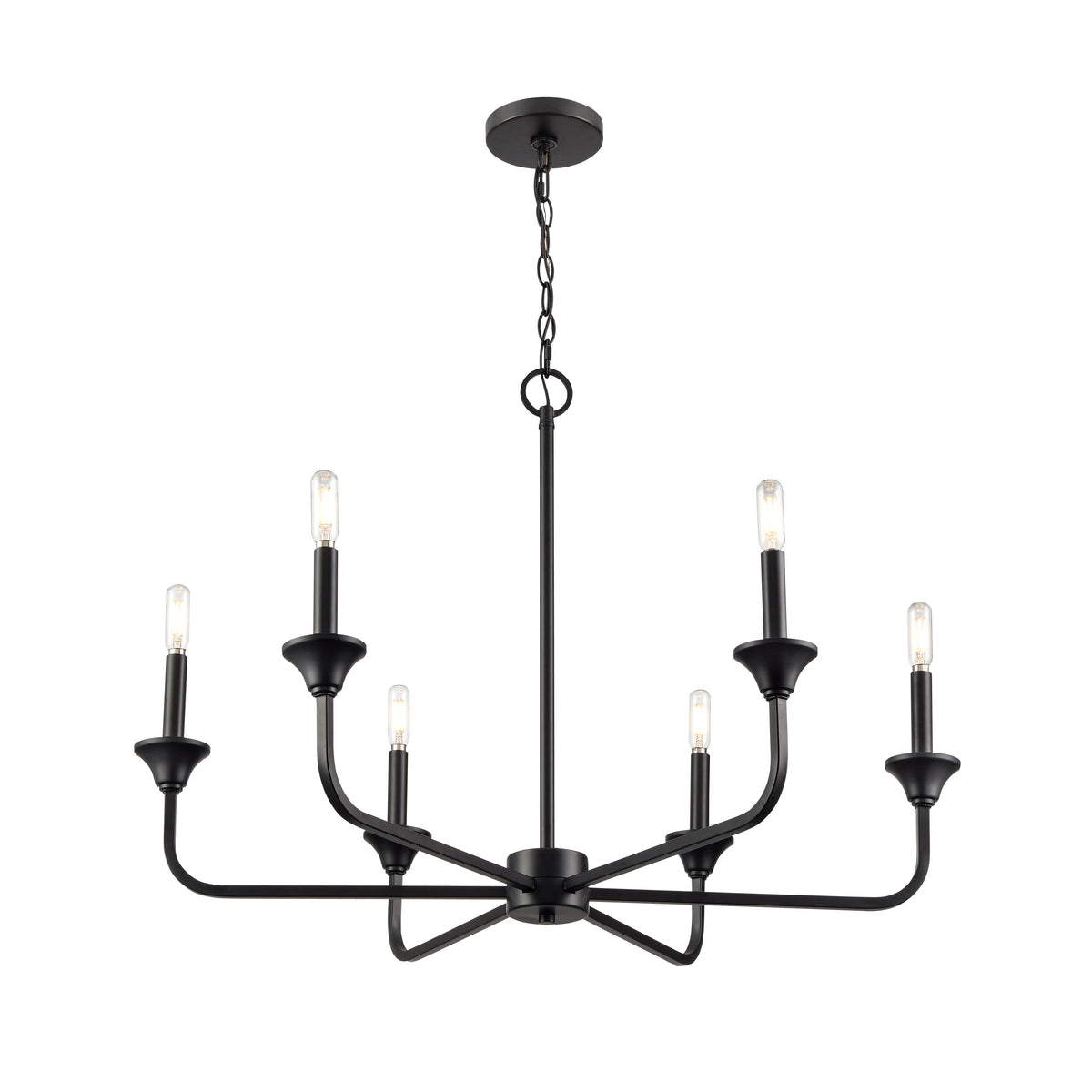 23'' Herring Matte Black 6 Light Chandelier