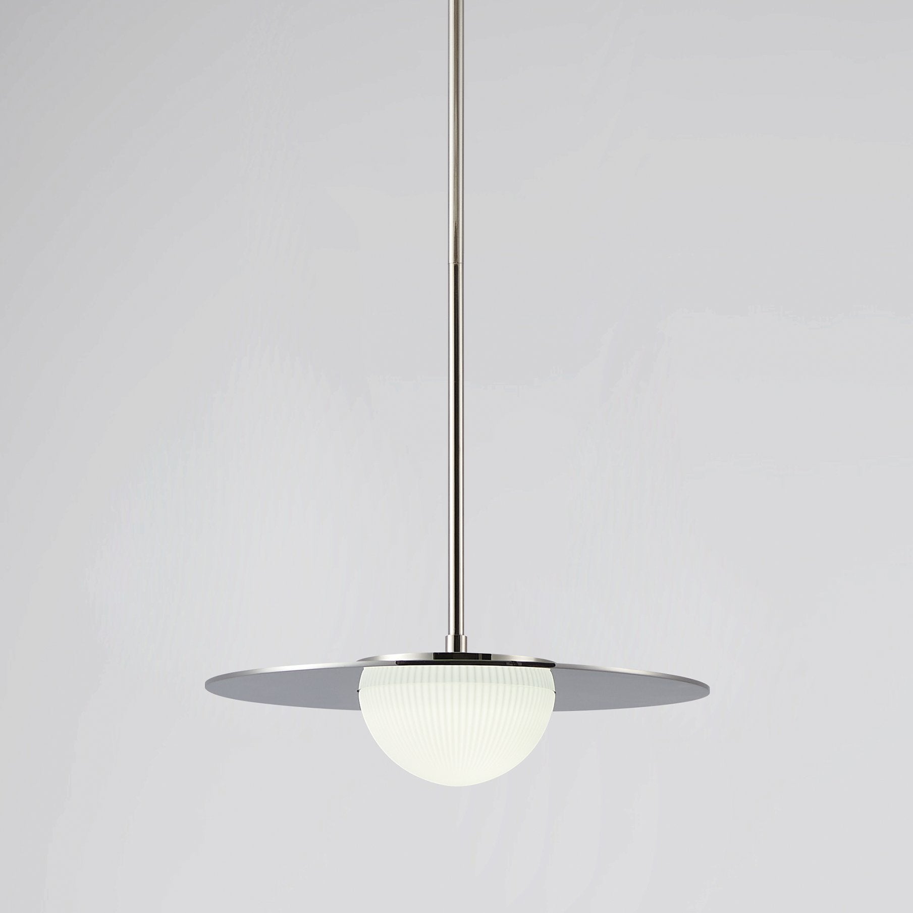 Solstice 16-inch Polished Nickel 5CCT LED Convertible Pendant with Opal Ribbed Glass Shade