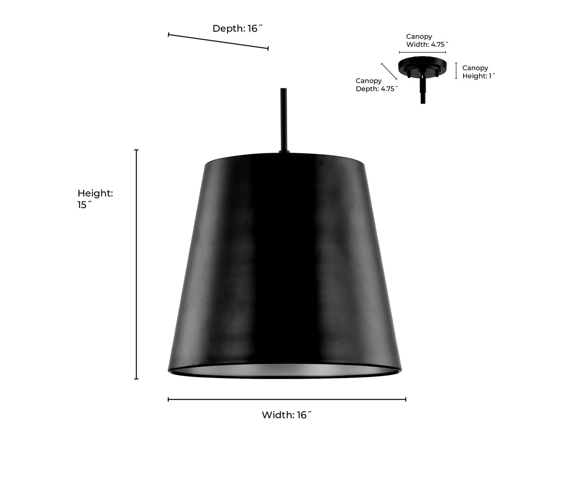 15'' Allson Matte Black 3 Light Pendant