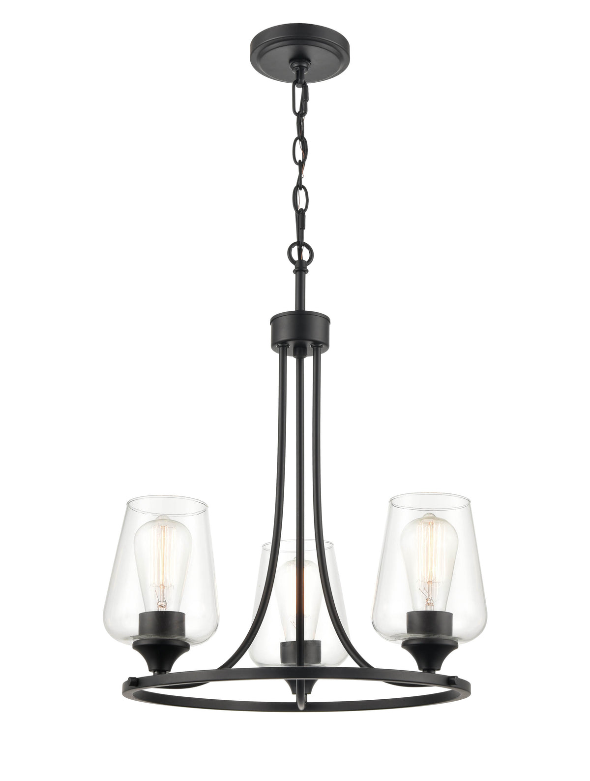 19'' Ashford Matte Black 3 Light Chandelier