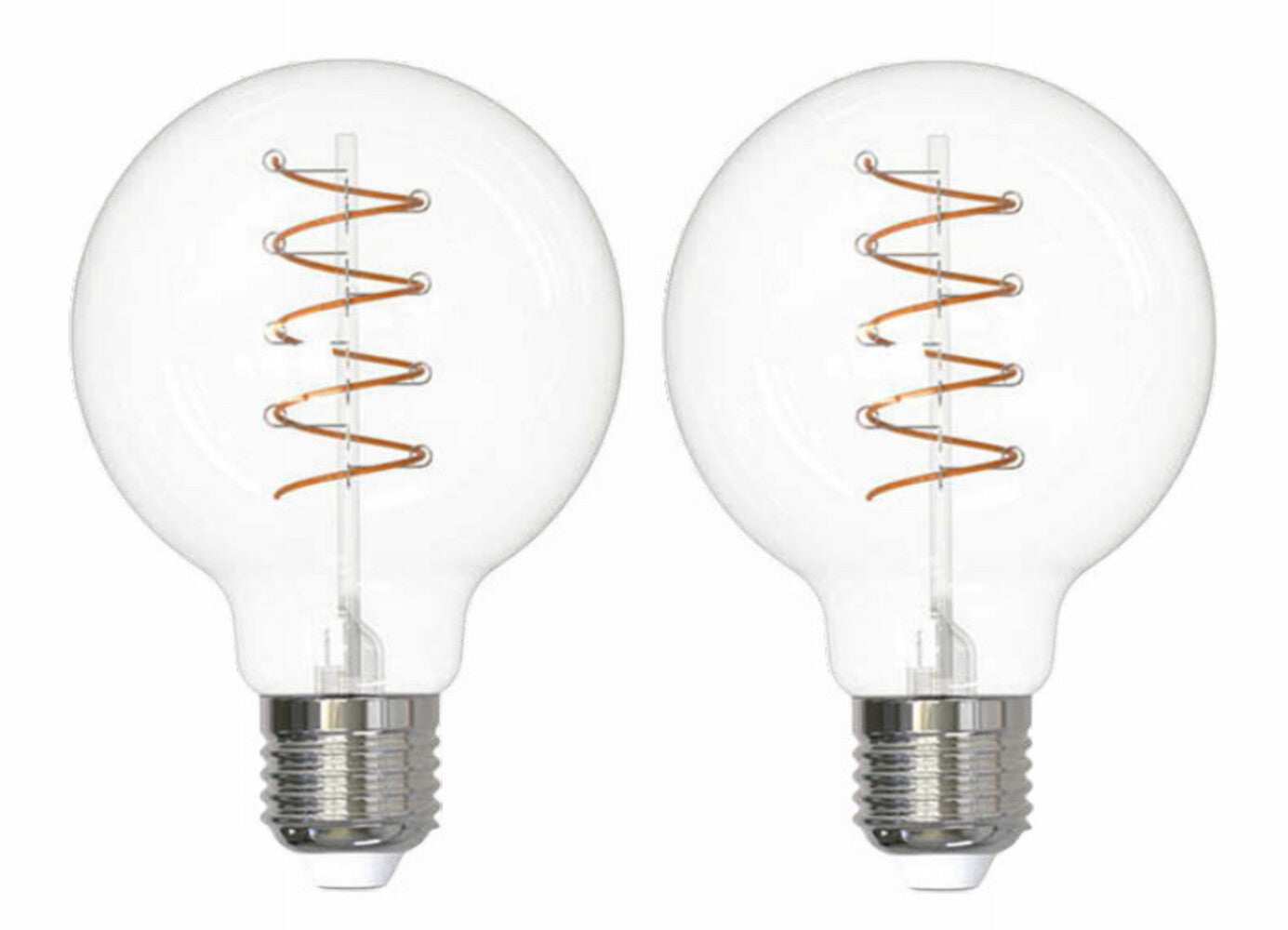 G25 4.5W Dimmable Clear Filament LED Light Bulb with E26 Base, 2100K, 350 Lumens, 2-Pack