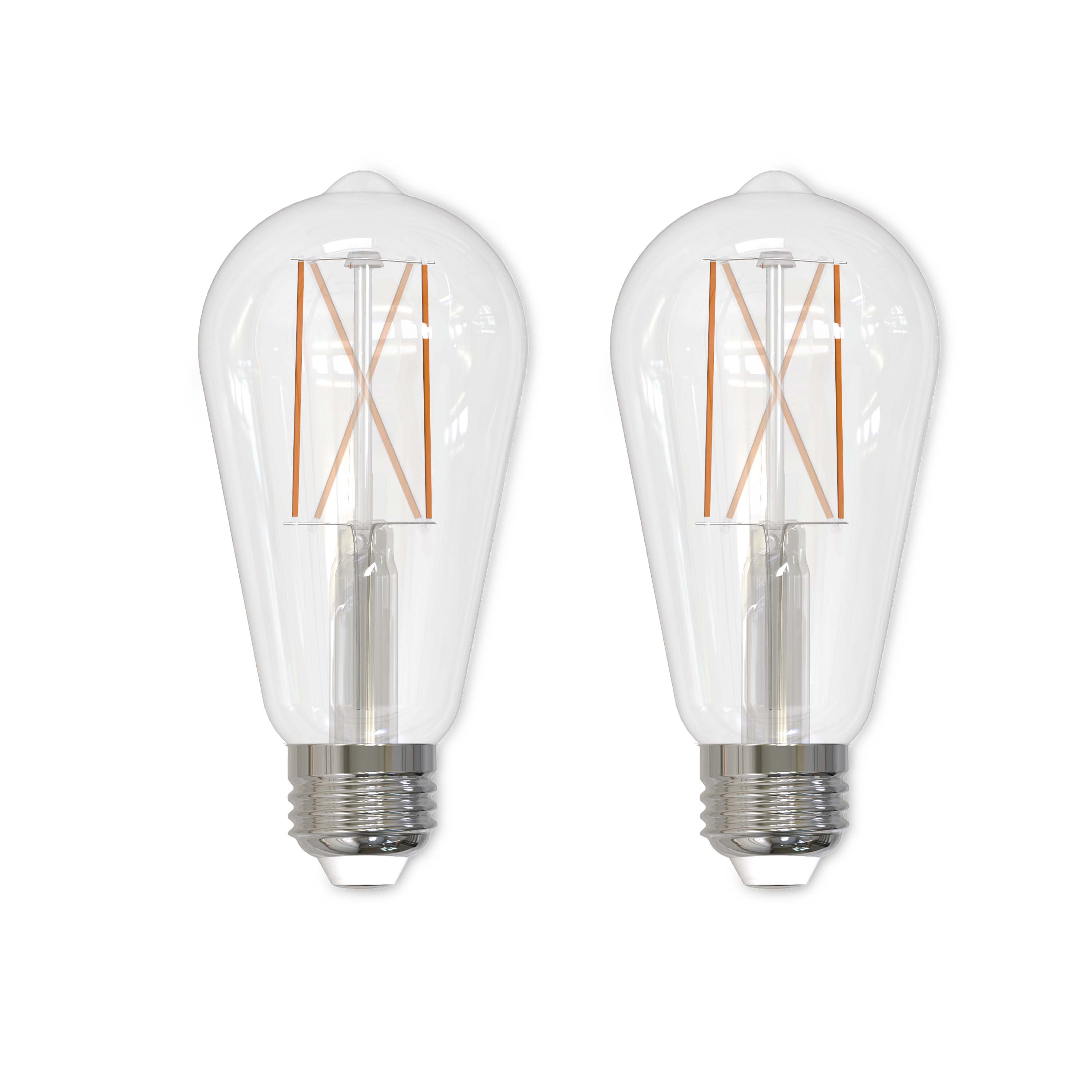 ST18 8.5W Dimmable Clear Filament LED Light Bulb with E26 Base, 2700K, 850 Lumens, 2-Pack