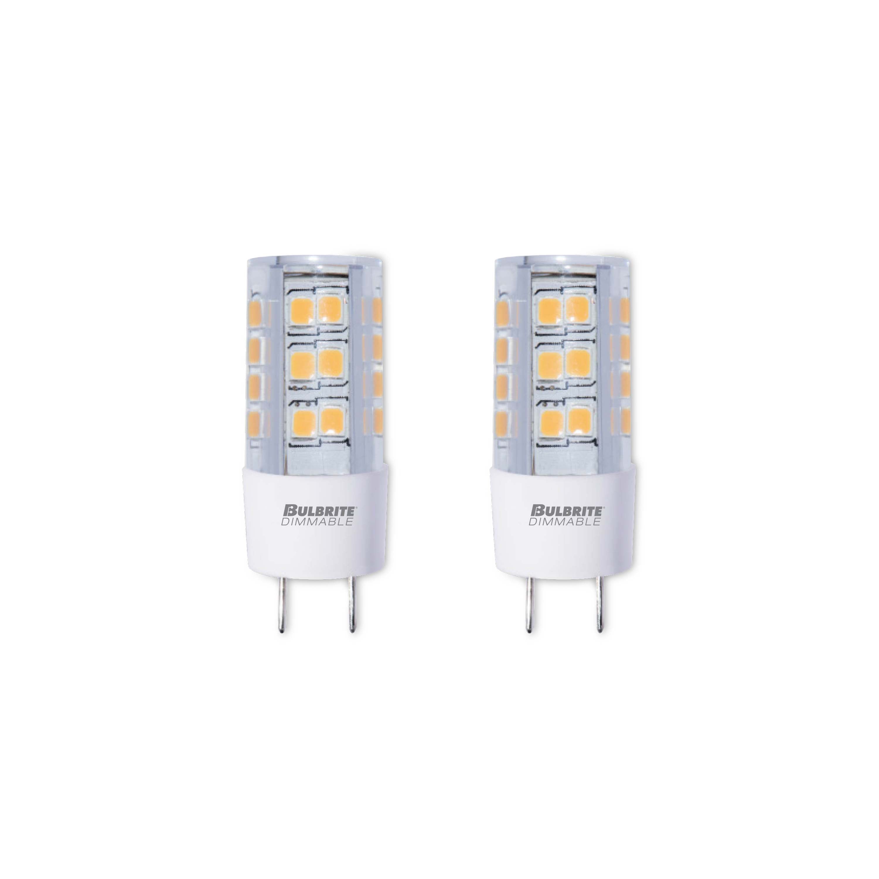 T6 4.5W Dimmable Clear LED Light Bulb with GY8 Base, 2700K, 400 Lumens, 2-Pack