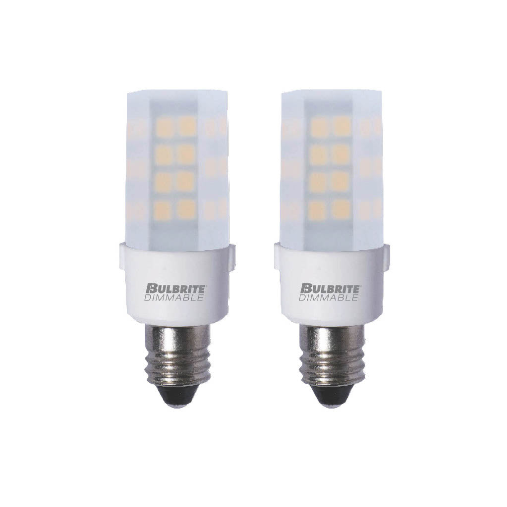 T6 4.5W Dimmable Frost LED Light Bulb with E11 Base, 2700K, 340 Lumens, 2-Pack